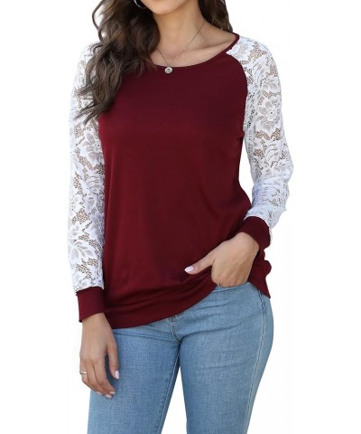 Womens Long Sleeve Loose Casual Tunic Pullover Sweatshirt Tops C-wine $13.24 Tops