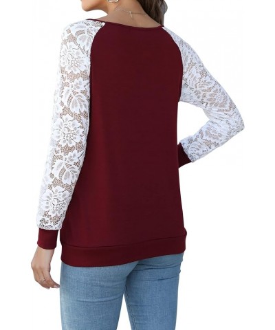 Womens Long Sleeve Loose Casual Tunic Pullover Sweatshirt Tops C-wine $13.24 Tops