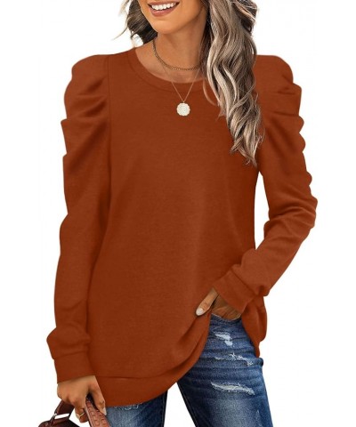 Women's Sweatshirts Crew Neck Puff Sleeve Pullover Sweaters Loose Clothes Trendy Flowy 04a-caramel $20.29 Hoodies & Sweatshirts