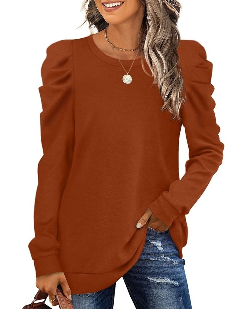 Women's Sweatshirts Crew Neck Puff Sleeve Pullover Sweaters Loose Clothes Trendy Flowy 04a-caramel $20.29 Hoodies & Sweatshirts