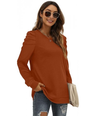 Women's Sweatshirts Crew Neck Puff Sleeve Pullover Sweaters Loose Clothes Trendy Flowy 04a-caramel $20.29 Hoodies & Sweatshirts