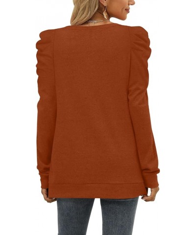 Women's Sweatshirts Crew Neck Puff Sleeve Pullover Sweaters Loose Clothes Trendy Flowy 04a-caramel $20.29 Hoodies & Sweatshirts