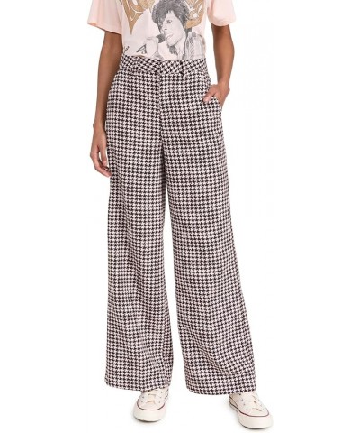 Women's Hana Houndstooth High-Rise Wide Leg Pants Houndstooth Pink Cloud $46.55 Pants