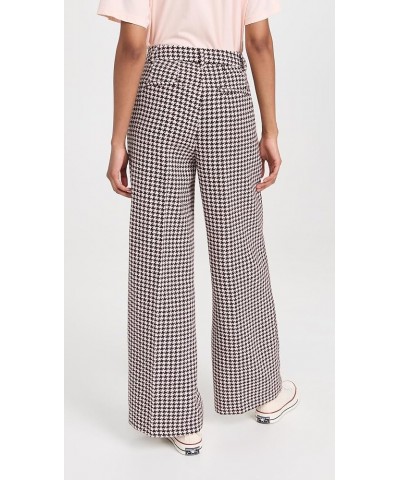 Women's Hana Houndstooth High-Rise Wide Leg Pants Houndstooth Pink Cloud $46.55 Pants