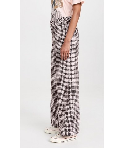 Women's Hana Houndstooth High-Rise Wide Leg Pants Houndstooth Pink Cloud $46.55 Pants