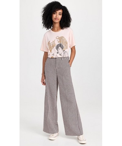 Women's Hana Houndstooth High-Rise Wide Leg Pants Houndstooth Pink Cloud $46.55 Pants