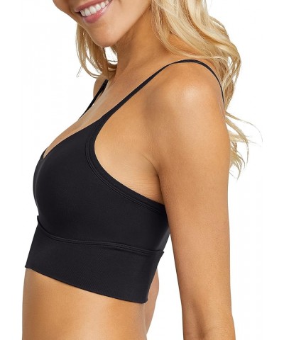 Women's M Seamless Crop Tank Wireless Bralette, Long-Line Cropped Pullover Bra Black $21.45 Lingerie