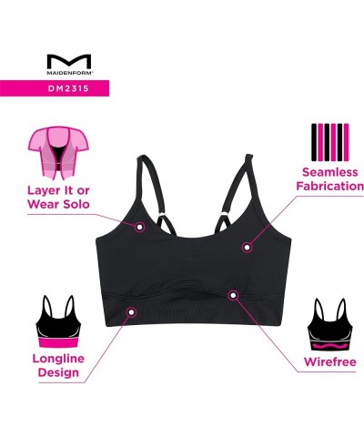 Women's M Seamless Crop Tank Wireless Bralette, Long-Line Cropped Pullover Bra Black $21.45 Lingerie