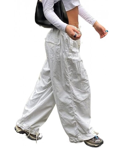 Women Gothic Cargo Pants Loose Low Waist Trousers Wide Leg Baggy Jeans Harajuku Streetwear Punk Cargo White(not Jeans) $12.36...