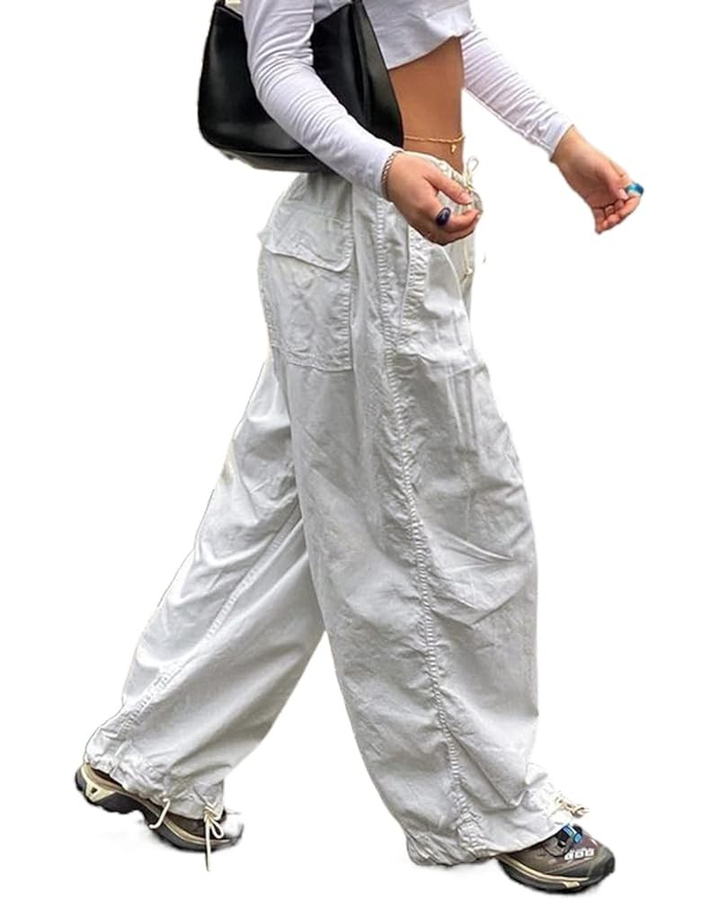 Women Gothic Cargo Pants Loose Low Waist Trousers Wide Leg Baggy Jeans Harajuku Streetwear Punk Cargo White(not Jeans) $12.36...