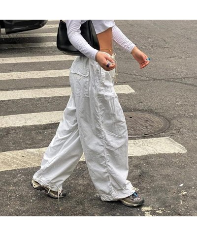 Women Gothic Cargo Pants Loose Low Waist Trousers Wide Leg Baggy Jeans Harajuku Streetwear Punk Cargo White(not Jeans) $12.36...