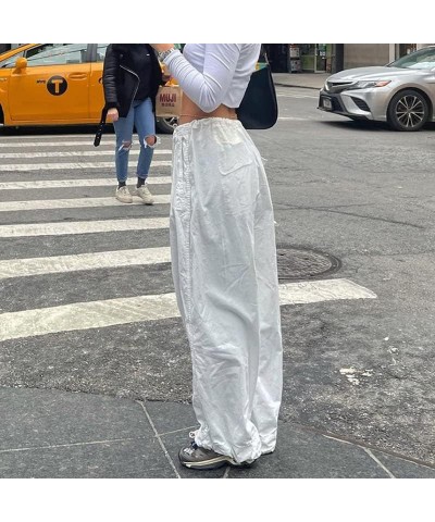 Women Gothic Cargo Pants Loose Low Waist Trousers Wide Leg Baggy Jeans Harajuku Streetwear Punk Cargo White(not Jeans) $12.36...