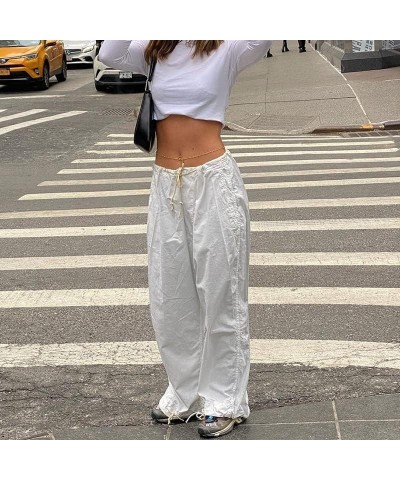 Women Gothic Cargo Pants Loose Low Waist Trousers Wide Leg Baggy Jeans Harajuku Streetwear Punk Cargo White(not Jeans) $12.36...