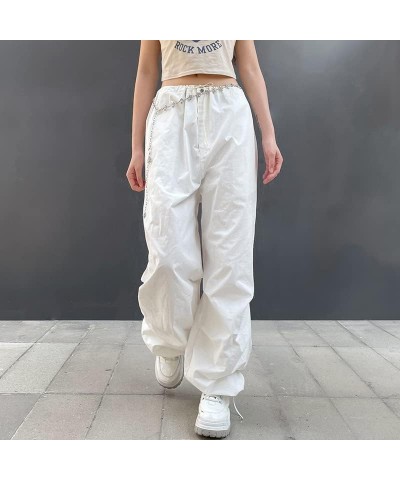 Women Gothic Cargo Pants Loose Low Waist Trousers Wide Leg Baggy Jeans Harajuku Streetwear Punk Cargo White(not Jeans) $12.36...