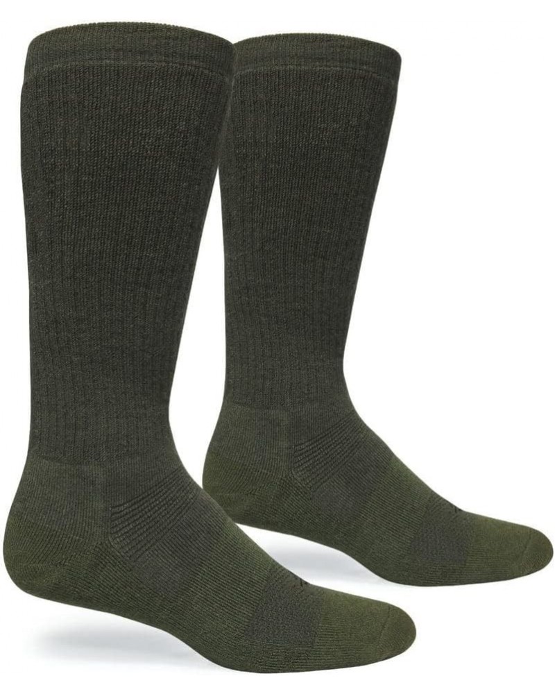 Desert Boot Socks for Men - Long Military Boot Sock - Thick Cotton Mens Work Sock Olive Drab Green $16.74 Socks