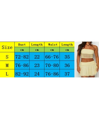 Women 2 Piece Mini Skirt Sets Strapless Crop Tube Top Bodycon Short Skirts Y2k Two Piece Outfit Summer Beach Wear A4-yellow T...