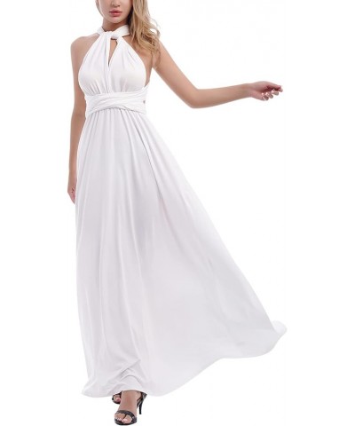 Women's Infinity Dress with Bandeau Convertible Bridesmaid Dress Long Multi-Way Wrap Transformer Cocktail Evening Gown White ...