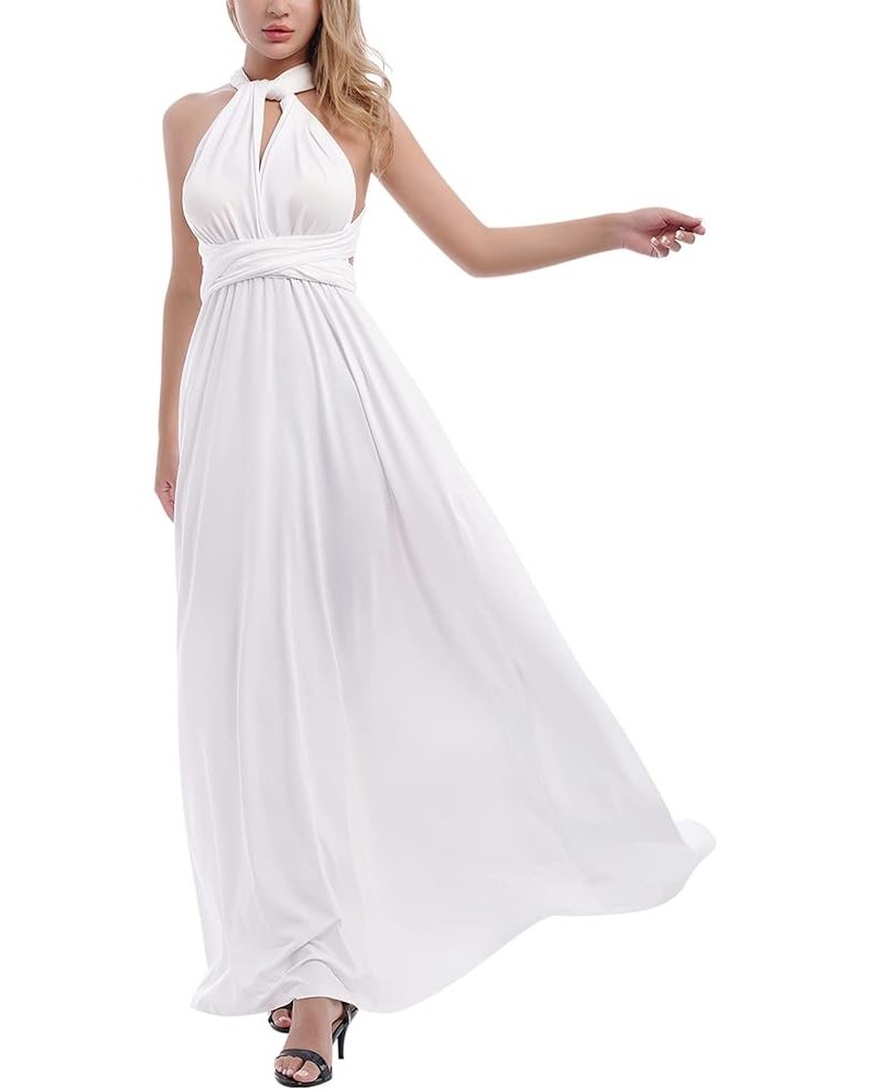 Women's Infinity Dress with Bandeau Convertible Bridesmaid Dress Long Multi-Way Wrap Transformer Cocktail Evening Gown White ...