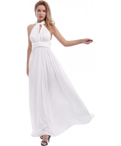 Women's Infinity Dress with Bandeau Convertible Bridesmaid Dress Long Multi-Way Wrap Transformer Cocktail Evening Gown White ...