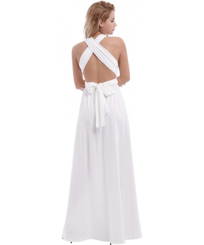 Women's Infinity Dress with Bandeau Convertible Bridesmaid Dress Long Multi-Way Wrap Transformer Cocktail Evening Gown White ...