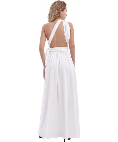 Women's Infinity Dress with Bandeau Convertible Bridesmaid Dress Long Multi-Way Wrap Transformer Cocktail Evening Gown White ...