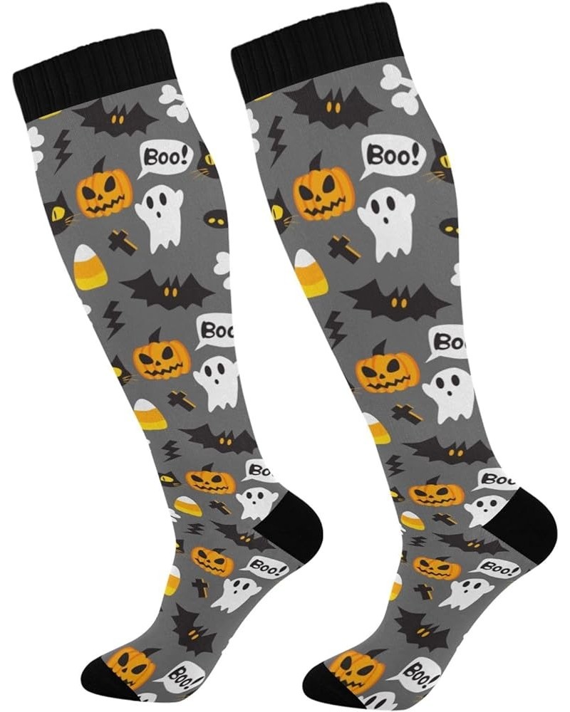 Halloween Ghost Boo Women's Compression Socks Athletic Tube Sock Knee High Socks Sport Socks Multicolor_011 $9.71 Activewear