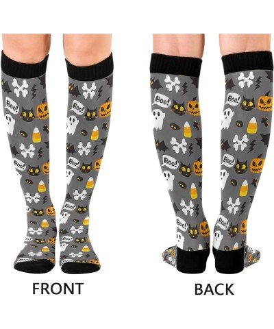 Halloween Ghost Boo Women's Compression Socks Athletic Tube Sock Knee High Socks Sport Socks Multicolor_011 $9.71 Activewear