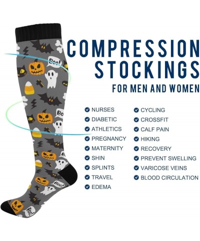 Halloween Ghost Boo Women's Compression Socks Athletic Tube Sock Knee High Socks Sport Socks Multicolor_011 $9.71 Activewear