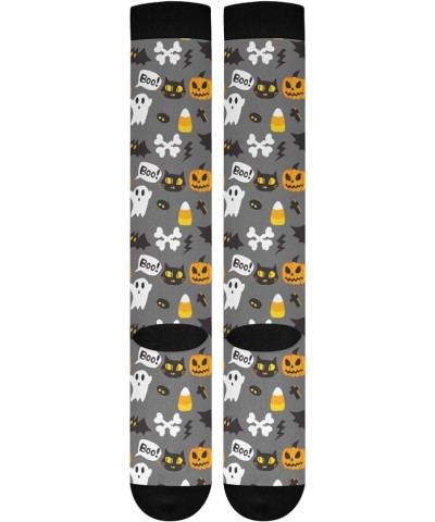 Halloween Ghost Boo Women's Compression Socks Athletic Tube Sock Knee High Socks Sport Socks Multicolor_011 $9.71 Activewear