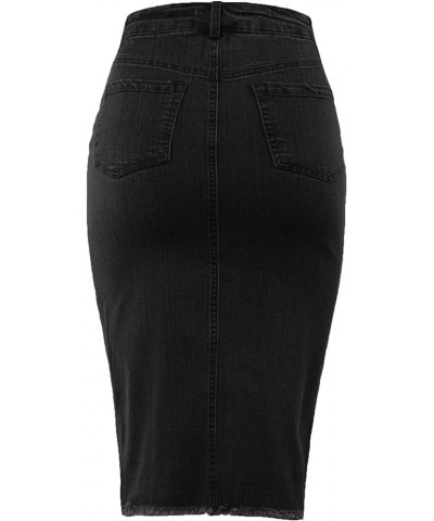 Women's Slim Fit Rayon Knee Length Unhem Back Slit Denim Jean Pencil Skirt Yawskm0012 Heather Black $19.27 Skirts