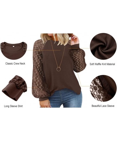 Plus Size Tops For Women Lace Long Sleeve Blouses Casual Loose Tunic Fall Dressy Shirts XL-5XL A3-coffee $13.44 Tops