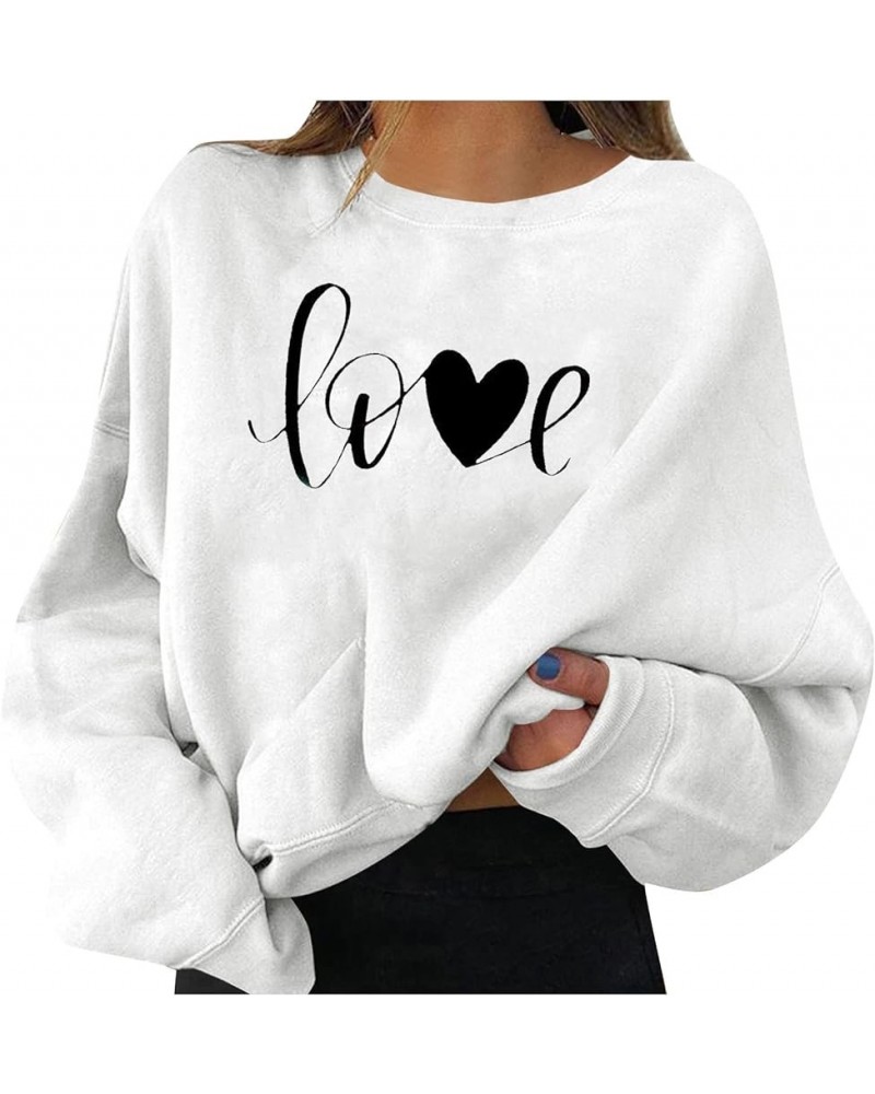 Valentine Sweatshirts for Women Crewneck Sweatshirts Heart Printed Graphic Tees Fashion Lightweight Pullover Casual Cute Tops...