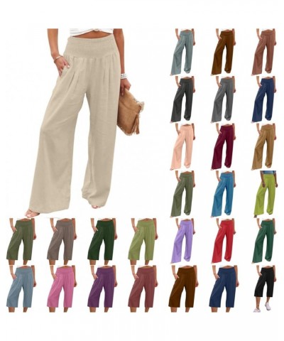 Wide Leg Pants Woman Casual Cotton Linen Sweatpants High Waist Cargo Pant Baggy Stretchy Lounge Joggers with Pockets Wide Leg...