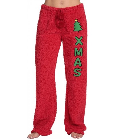 Women Plush Pajama Pants Red - Xmas Tree $13.74 Sleep & Lounge