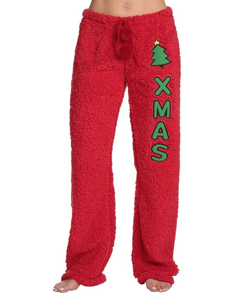 Women Plush Pajama Pants Red - Xmas Tree $13.74 Sleep & Lounge