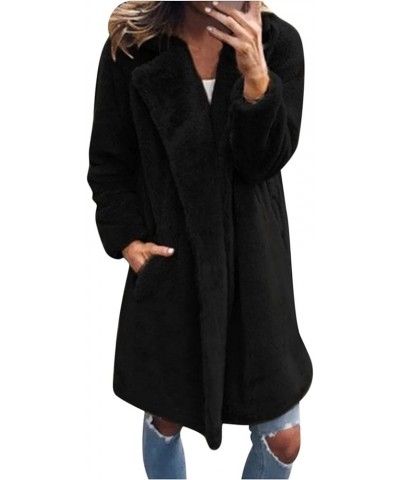 Womens Winter Warm Long Sleeve Coat Faux Fur Turn Down Collar Overcoat Plus Size Fluffy Sweater Top Jacket Leopard Black $26....