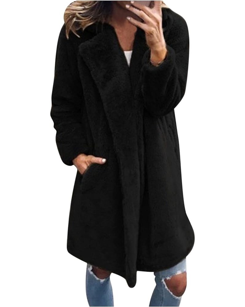 Womens Winter Warm Long Sleeve Coat Faux Fur Turn Down Collar Overcoat Plus Size Fluffy Sweater Top Jacket Leopard Black $26....