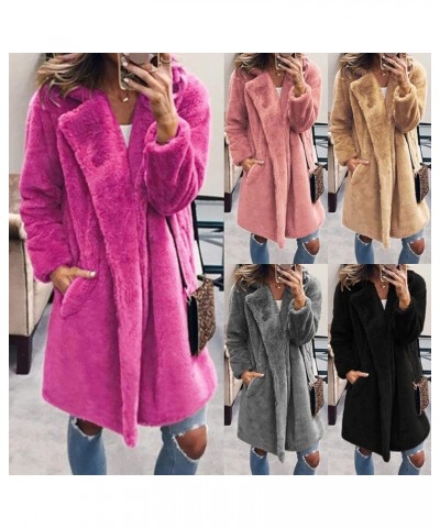 Womens Winter Warm Long Sleeve Coat Faux Fur Turn Down Collar Overcoat Plus Size Fluffy Sweater Top Jacket Leopard Black $26....