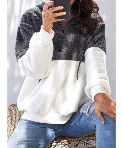 Womens Oversized Sherpa Pullover Hoodie with Pockets Fuzzy Fleece Warm Casual Loose Hooded Sweatshirt Hoodies C2-dark Gray $1...