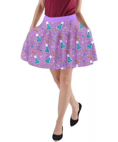 Womens A-line Pocket Skirt Mathematics Formula Chemistry School Mrs Frizzle Space Swing Skater Skirt Violet $14.40 Skirts