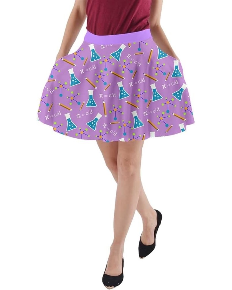 Womens A-line Pocket Skirt Mathematics Formula Chemistry School Mrs Frizzle Space Swing Skater Skirt Violet $14.40 Skirts