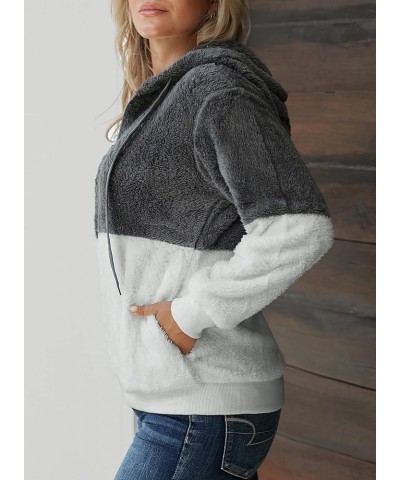 Womens Oversized Sherpa Pullover Hoodie with Pockets Fuzzy Fleece Warm Casual Loose Hooded Sweatshirt Hoodies C2-dark Gray $1...