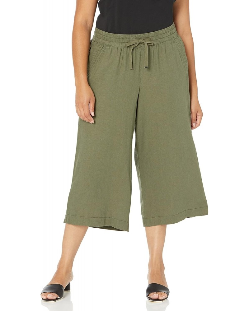 Womens Plus Size Wide Leg Crop Pants, Khaki, 16 Plus $14.93 Pants