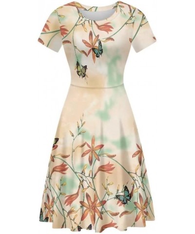 Short Sleeve O Neck Printed Dress Casual Elegant Party Midi A-Line Dress for Party (S-4XL) Pattern 11 $15.04 Dresses