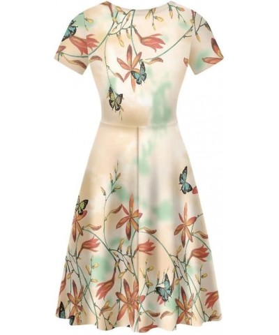 Short Sleeve O Neck Printed Dress Casual Elegant Party Midi A-Line Dress for Party (S-4XL) Pattern 11 $15.04 Dresses