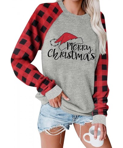 Women Cute Merry Christmas Xmas Hat Graphic Raglan Shirt Long Sleeve Shirts Sweatshirt Tops Grey2 $10.61 Hoodies & Sweatshirts