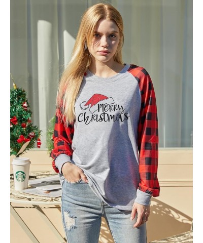 Women Cute Merry Christmas Xmas Hat Graphic Raglan Shirt Long Sleeve Shirts Sweatshirt Tops Grey2 $10.61 Hoodies & Sweatshirts