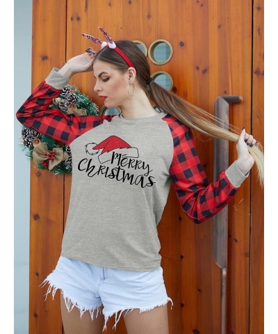 Women Cute Merry Christmas Xmas Hat Graphic Raglan Shirt Long Sleeve Shirts Sweatshirt Tops Grey2 $10.61 Hoodies & Sweatshirts