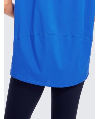 Women's Pima Cotton Short Sleeve Shirts Loose Fit Gym Workout T-Shirt Athletic Casual Tops Strong Blue $15.66 Activewear