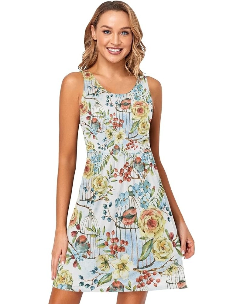 Women's Summer Sleeveless Casual Dresses Swing Cover Up Sundress with Pockets Multi 26 $15.39 Swimsuits